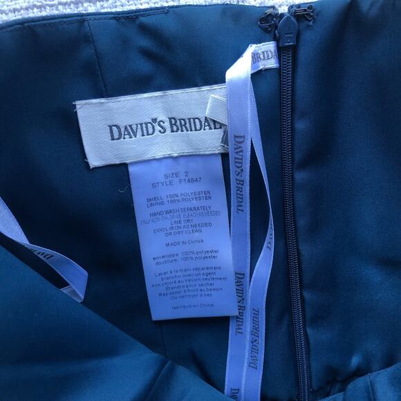 David’s Bridal Strapless Chiffon Mini Dress 2 Navy Blue F14847 Prom Wedding - Picture 6 of 8